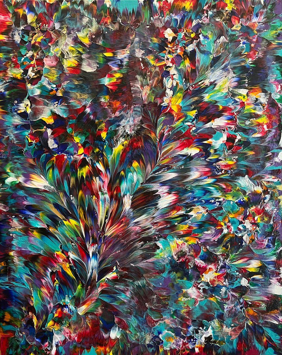 Organic Abstract Acrylic Painting By Alexandra Romano, 24 X 30, Reflections Of A Rainbow, Original Artwork