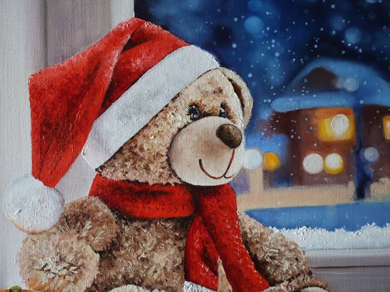 Christmas Teddy Bear at the Window