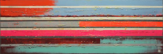 Modern Abstract Painting - Slim Pop Art Lines - 150x50cm - Ronald Hunter - 1A