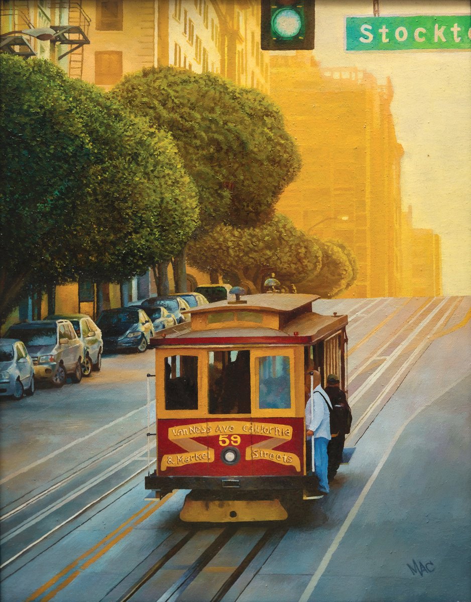 Photorealistic Cityscapes Oil Painting By Alexey Merzlikin, 14 X 18, Sun