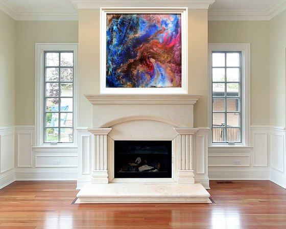 Volcan en eruption / FRAMED  Abstract Office Home Decor