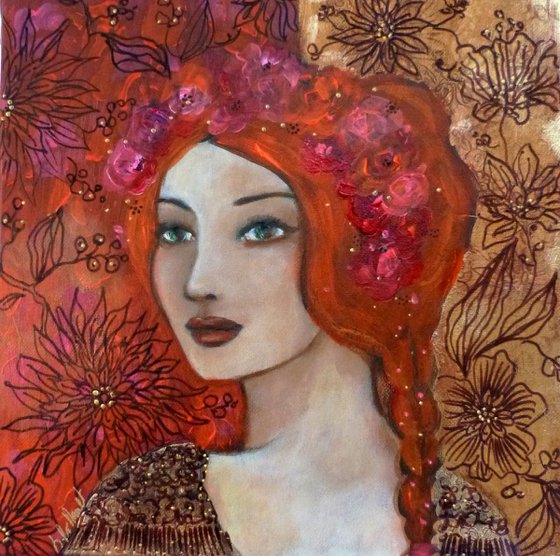 Flamboyante Edwina acrylic on canvas 30x30cm