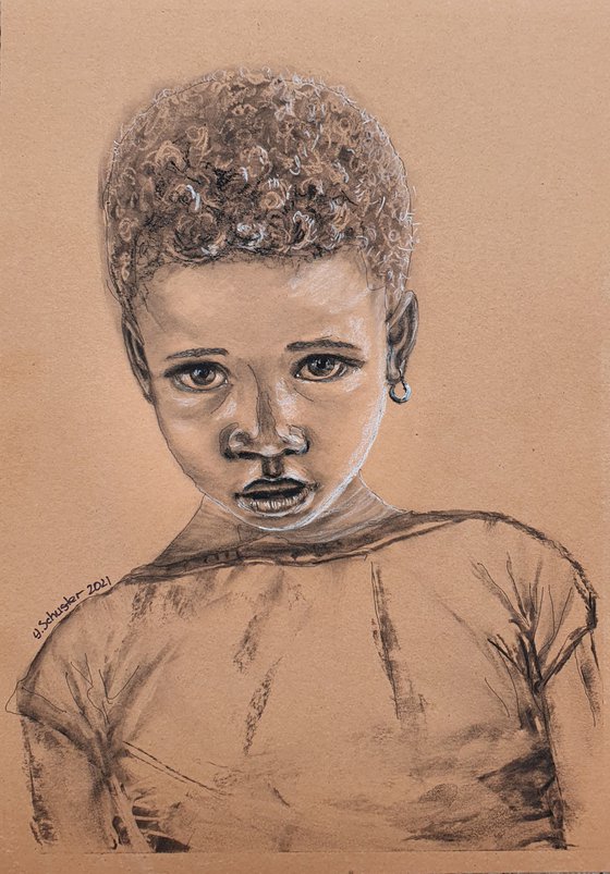 Black Lives Matter. Charcoal drawing on toned paper