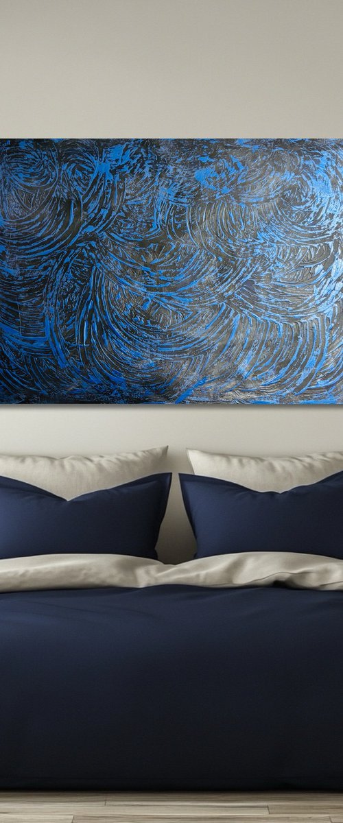 Blue waves 80x120x2 cm by Exclusive Arts