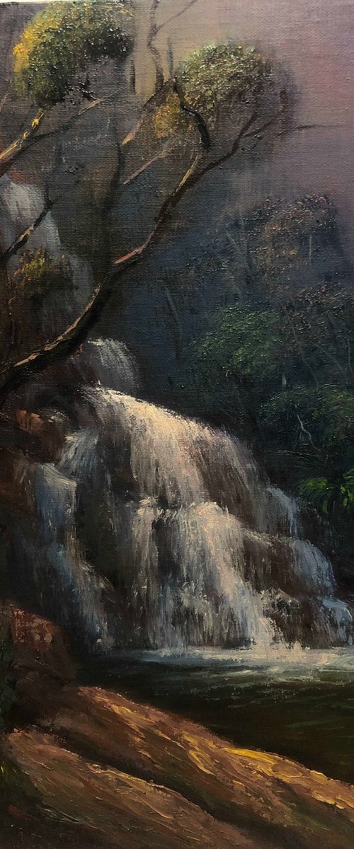 Waterfall at Kanangra Boyd NP - plein air / Studio painting by Christopher Vidal