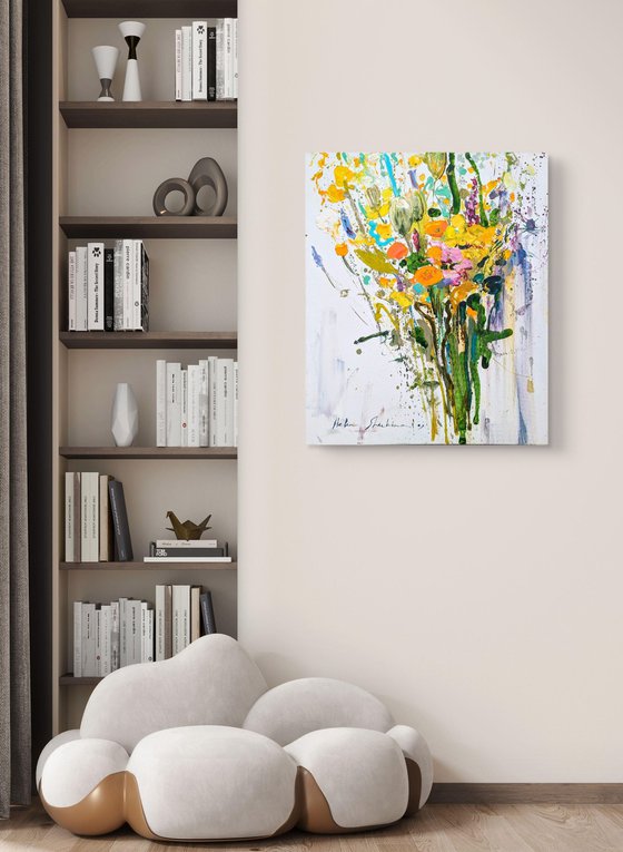 Wildflowers on white