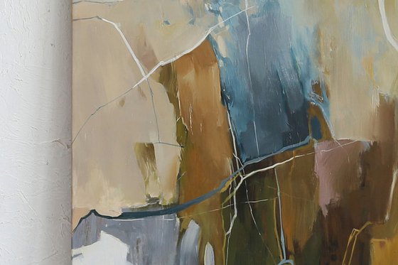 "Melody 2" Brown teal gray abstract art