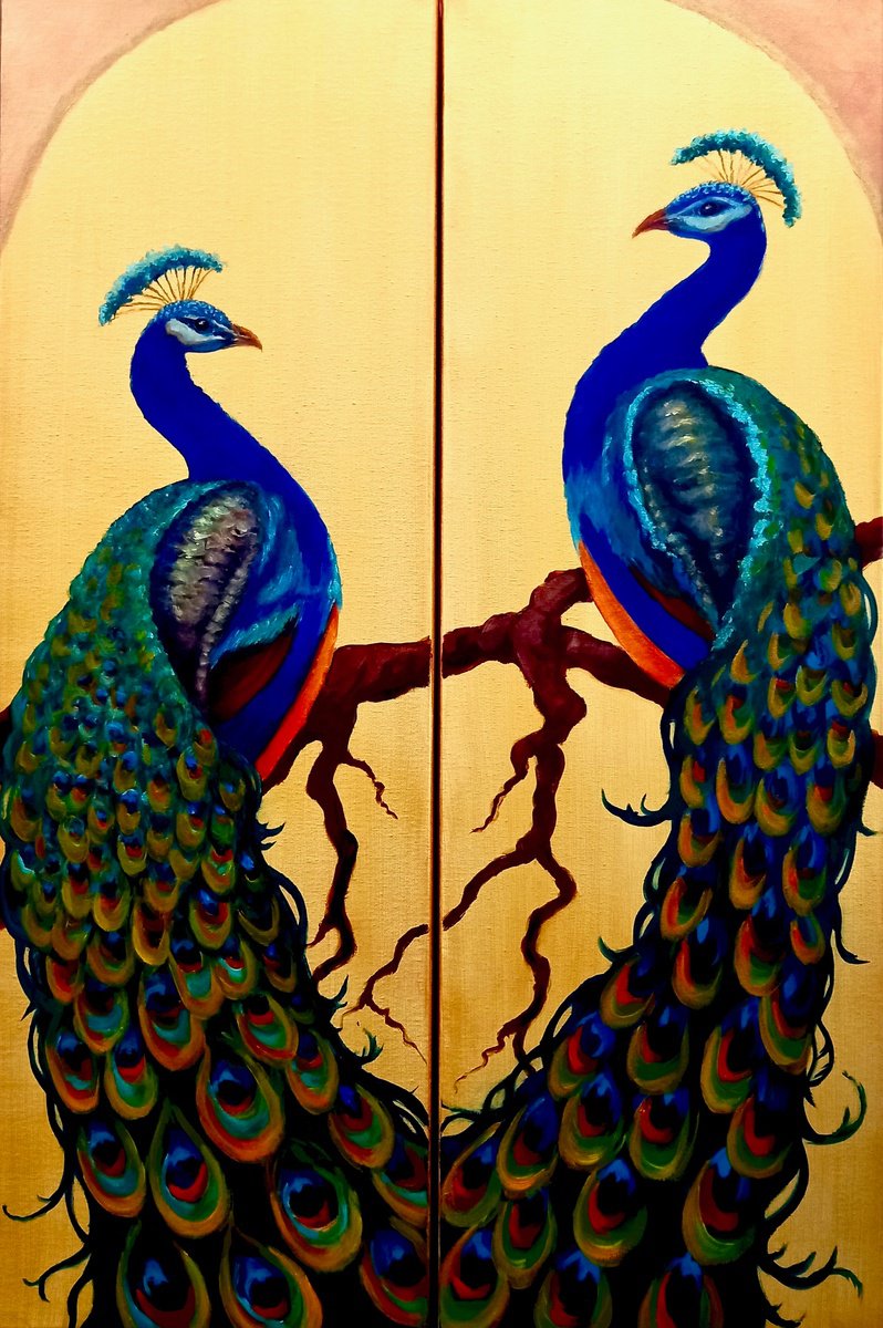 Two Peacocks by Lee Campbell