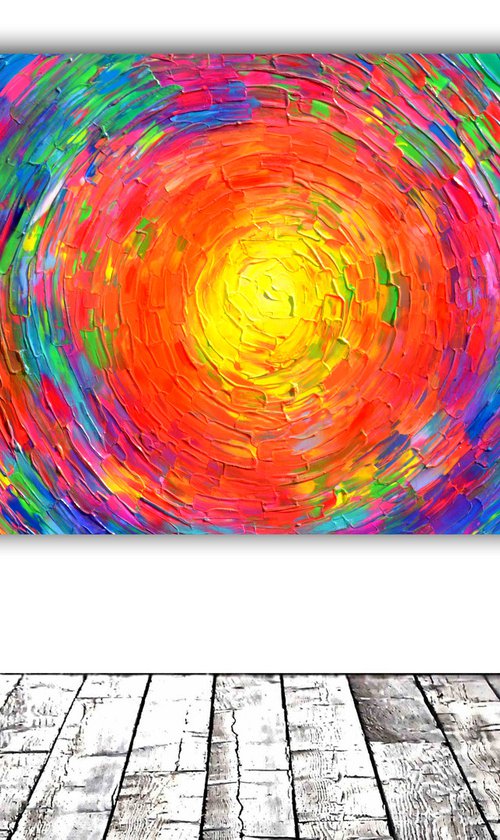 Rounded Gypsy Skirt - Large Palette Knife Colorful Painting Modern Abstract Big Painting - Ready to Hang, Office, Hotel and Restaurant Wall Decoration by Soos Tiberiu