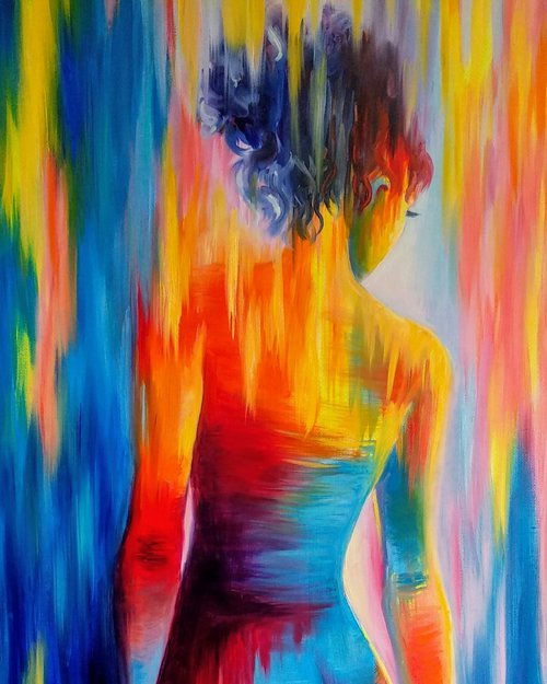 Abstract Erotic Art Naked Woman Nude Sexy Girls Back Large Painting Female Figure by Anastasia Art Line