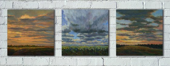 Sky Triptych - Sky landscape painting triptych