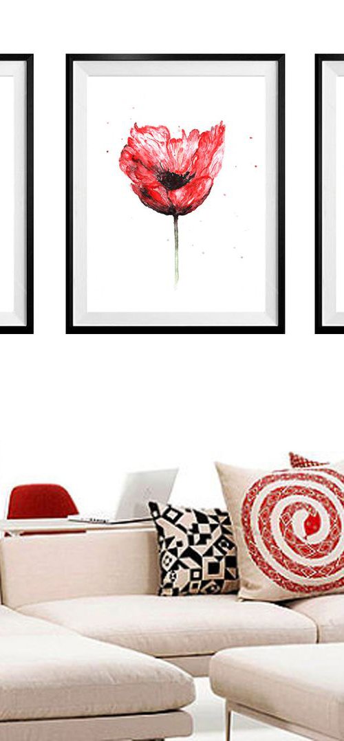 Triptych "Poppy Blooming" by Luba Ostroushko