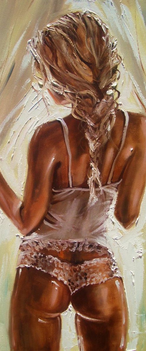 " YOU ARE LATE ... " - original oil painting on canvas, gift by Monika Luniak