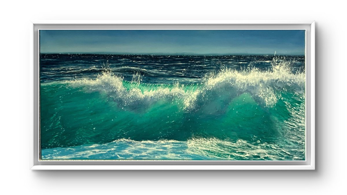 Photorealistic Landscape Oil Painting By Artem _Ar.ko, 31 X 16, Beach Season, Original Artwork