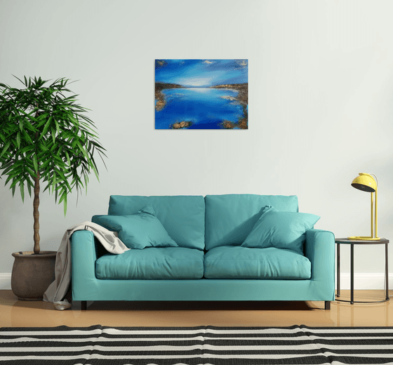 A large original modern semi-abstract seascape painting "Depth of the sea"