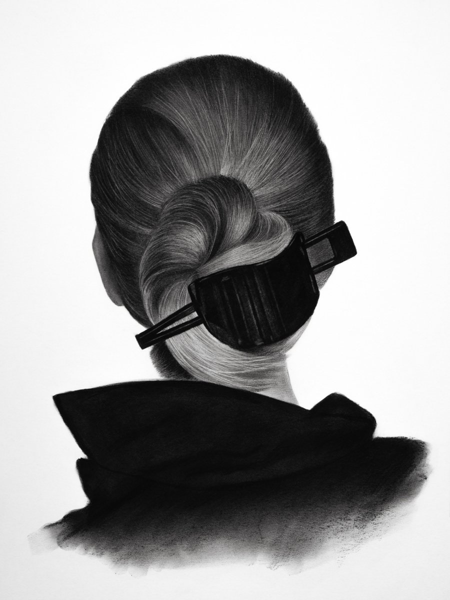 Photorealistic Portrait Charcoal Drawing By Mariam Darchiashvili, 12 X 16", Untitled, Original Artwork