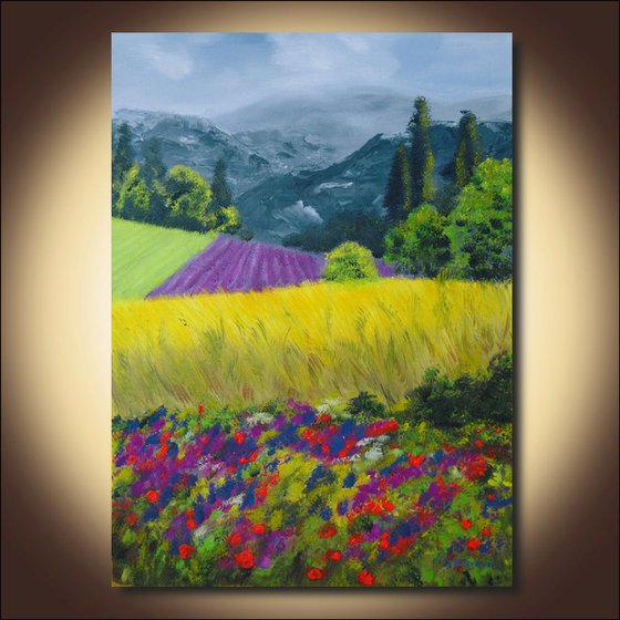 Landscape with flowers, gift for Cristina