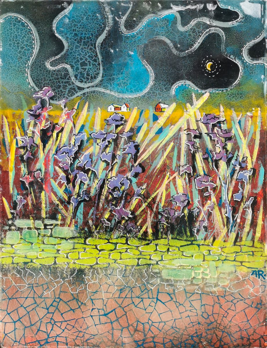 Expressive Landscape Acrylic Painting By Ariadna De Raadt, 12 X 16, The Land Below Us, Original Artwork