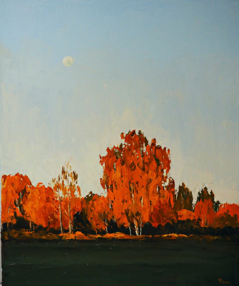 Impressionistic Landscape Oil Painting By Yuanyuan Liu, 21 X 26", Autumn Landscape, Original Artwork