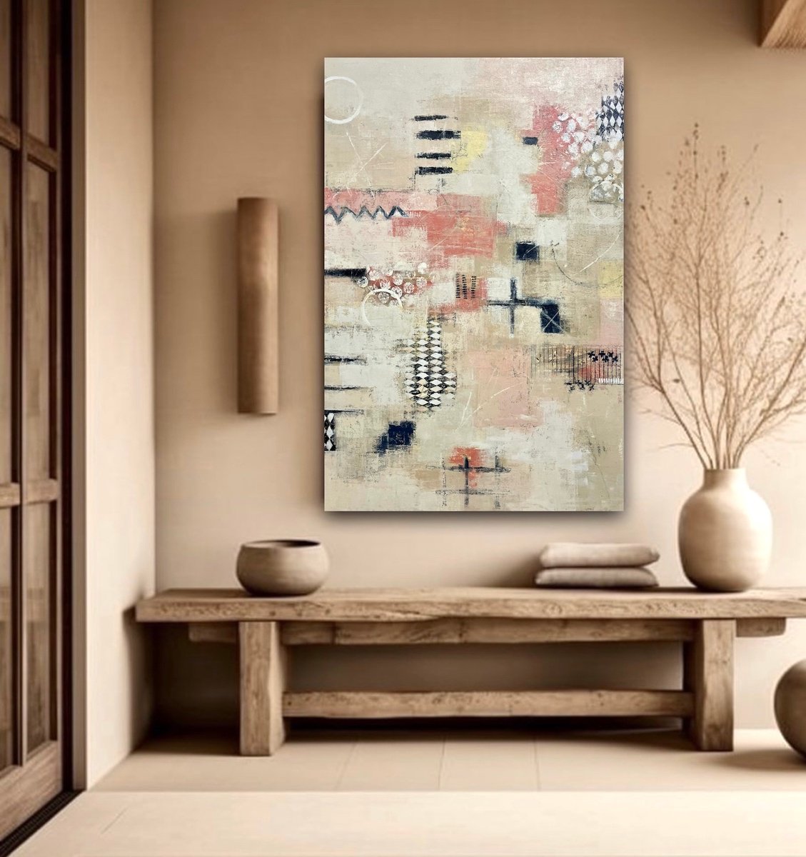 Abstract Acrylic Painting By Shellie Garber, 24 X 36", Harlequin, Original Artwork