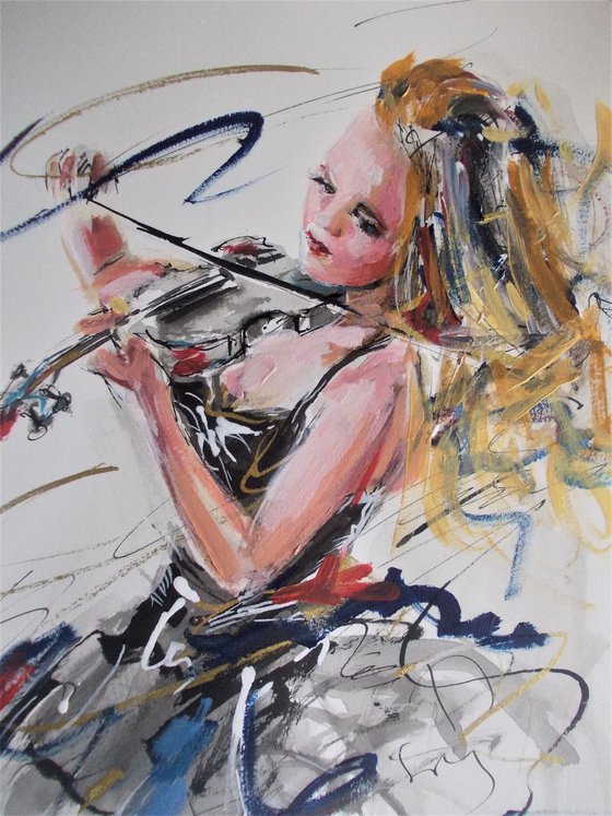Allegro I -Woman Violinist  on Paper