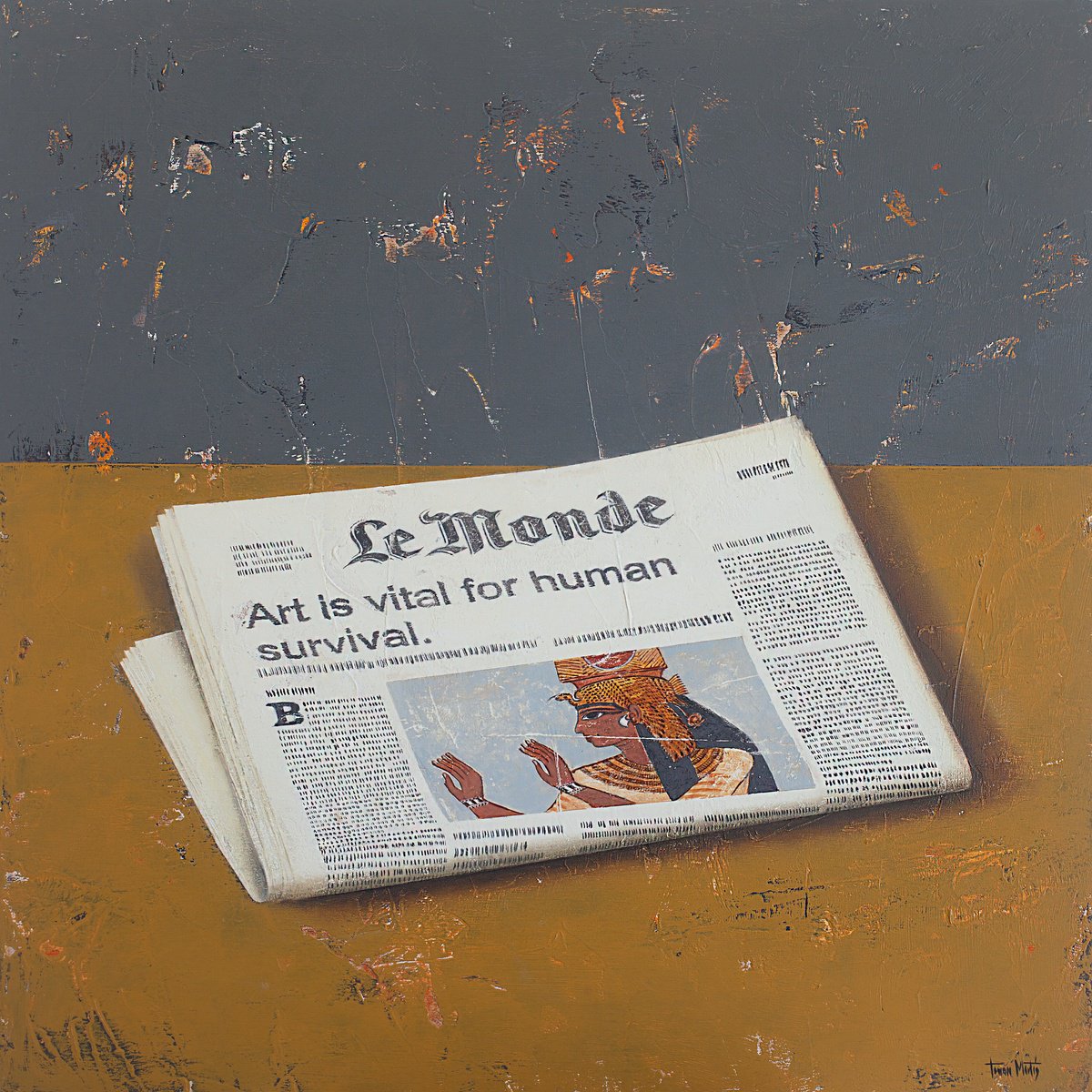 Illustrative Portrait Oil Painting By Tomasa Martin, 20 X 20", Nefertari News, Original Artwork