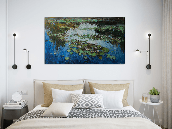 White Water Lilies - Impasto Original Oil painting