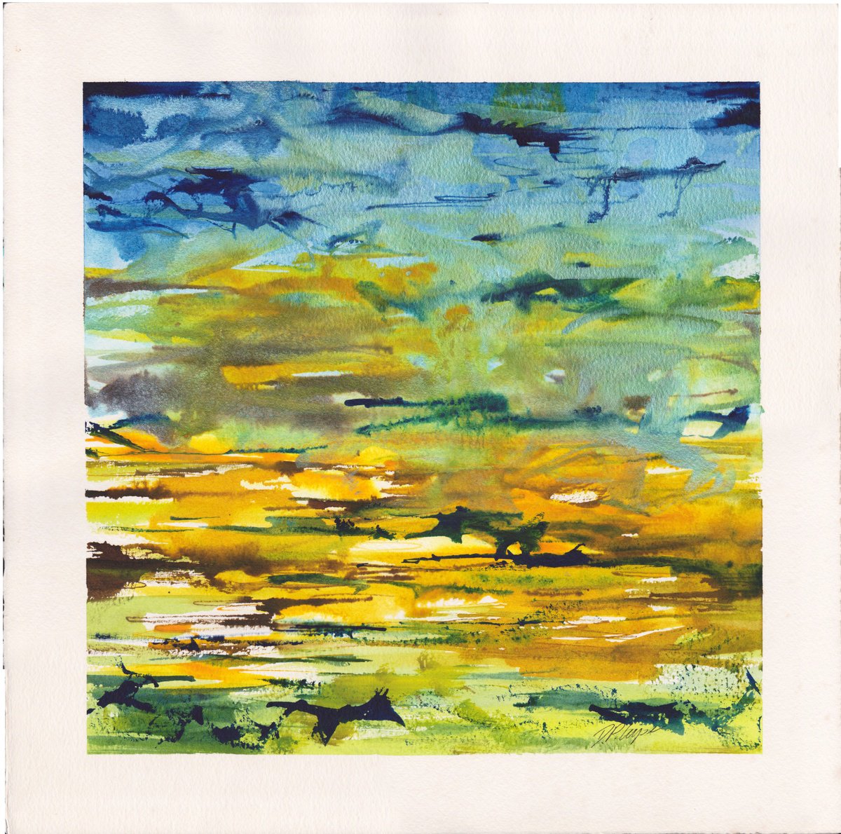 Organic Abstract Painting By D. P. Cooper, 12 X 12, Storm, Original Artwork