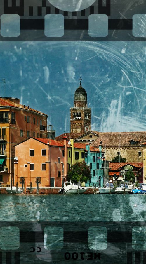 Venice sister town Chioggia in Italy - 60x80x4cm print on canvas 00890m1 READY to HANG by Kuebler