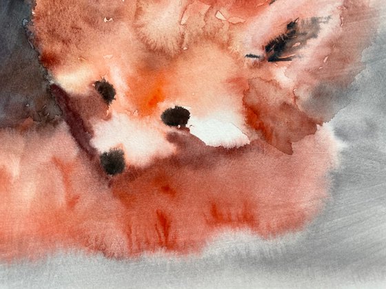 Red Panda Painting, Bear Original Watercolor Artwork, Nursery Decor