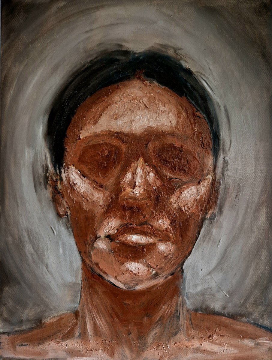 Expressive Portrait Oil Painting By Leezee Lee ( Georgiana L. Nicolae), 12 X 16", The One You Left Behind, Original Artwork