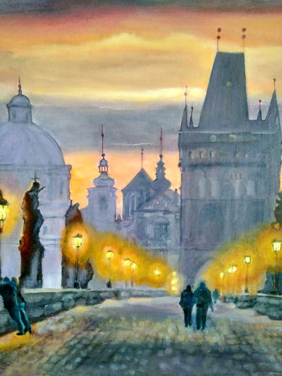 Twilight Prague Charles Bridge