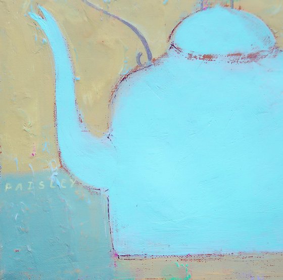 Blue Pot: acrylic painting on linen canvas