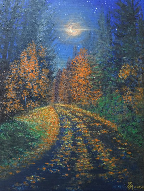 Orange moon walk by Zoe Adams. by Zoe Adams
