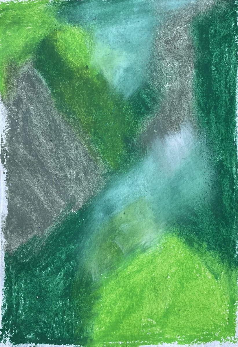 Abstract Pastel Drawing By Flora Butler, 6 X 8, Sap Seeps Onto My Skin, Original Artwork