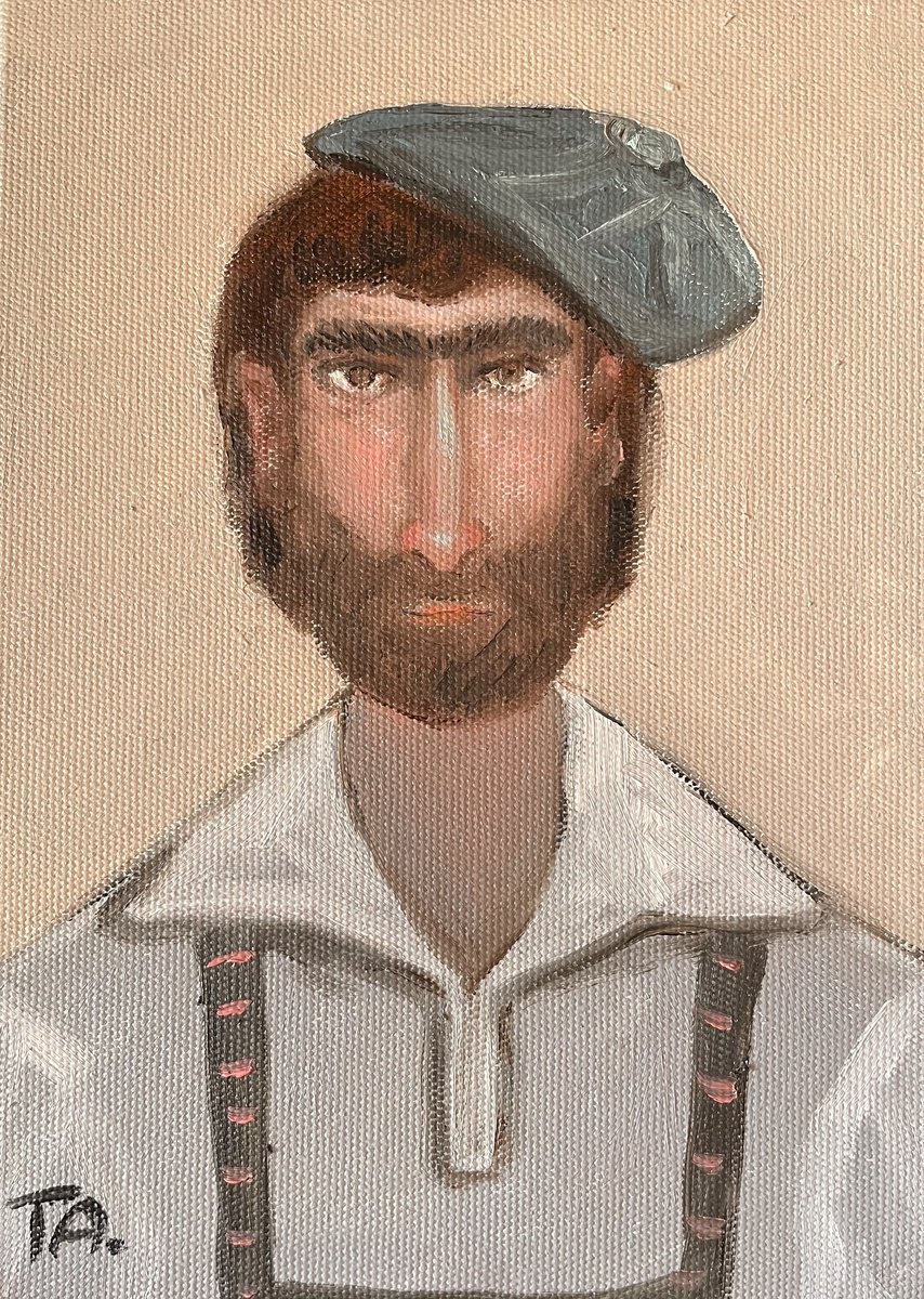 Surrealistic Portrait Oil Painting By Ta Byrne, 6 X 8", Tony, Original Artwork