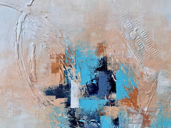 Mysterious Blue - XL LARGE,  TEXTURED ABSTRACT ART – EXPRESSIONS OF ENERGY AND LIGHT. READY TO HANG!