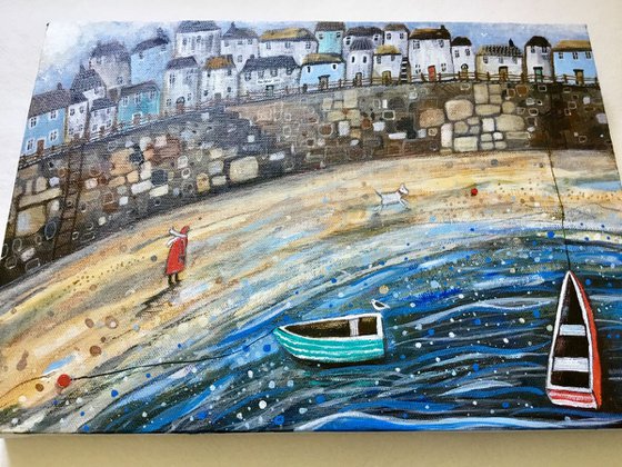 A Brisk Walk, seascape, harbour painting