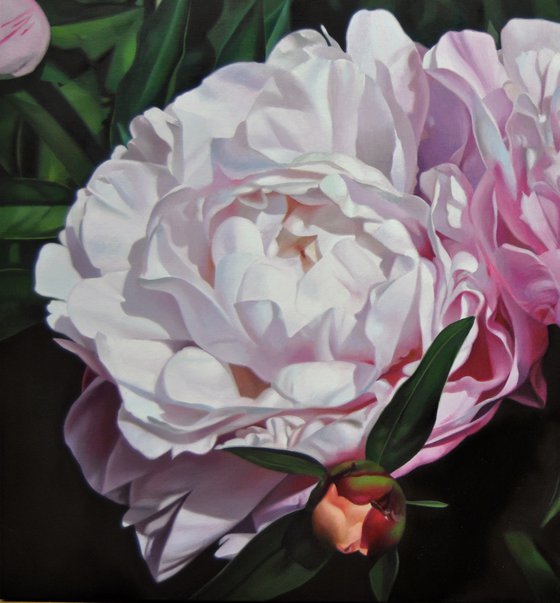 Peony painting, Hyperrealism art