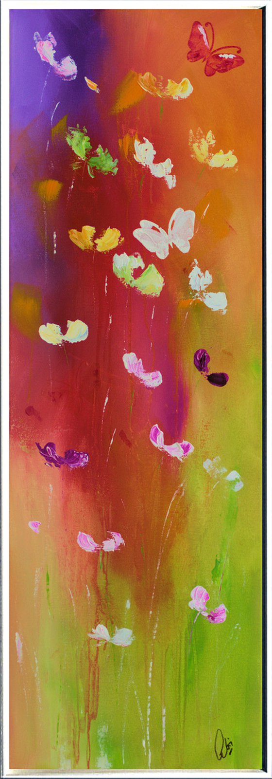 Happyness 2 - Abstract acrylic painting, framed artwork