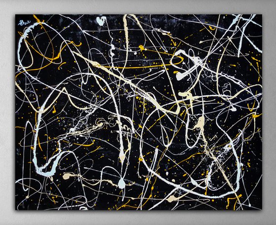 - VOK N-5 - (H)96x(W)120 cm. Style of JACKSON POLLOCK. Abstract Expressionism Painting