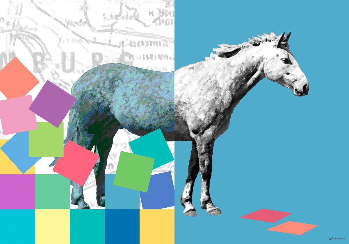 Urban And Pop Animal Giclee Print By Uwe Fehrmann, 47 X 35", Arrival, Original Artwork