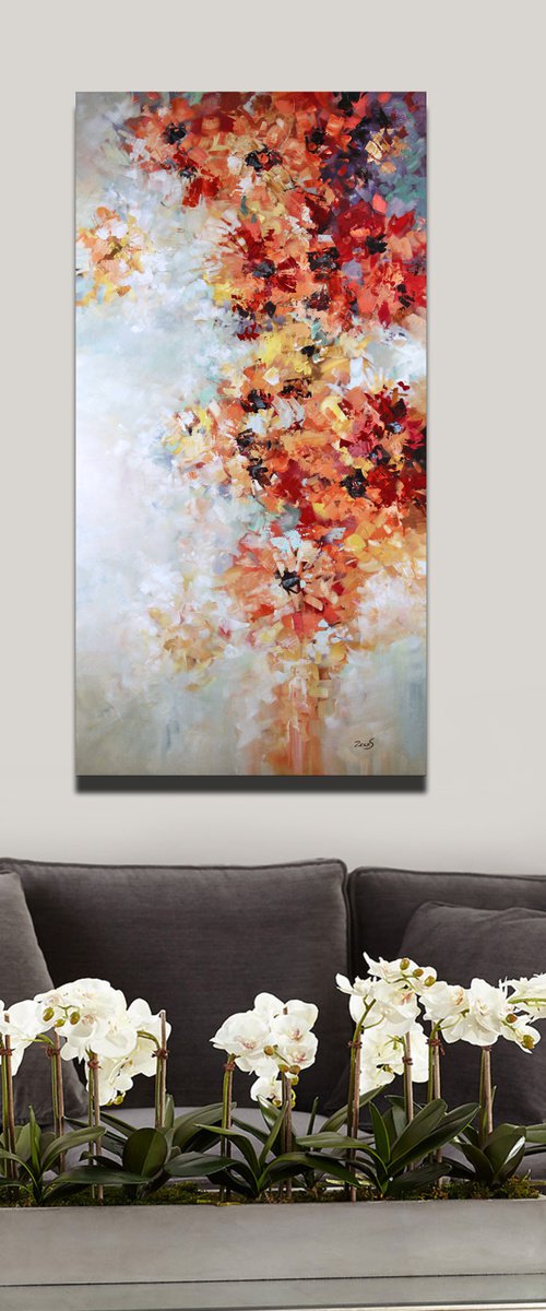 Love Blooms - Flowers Oil Abstract Painting Drop of Light by Sandra Zekk
