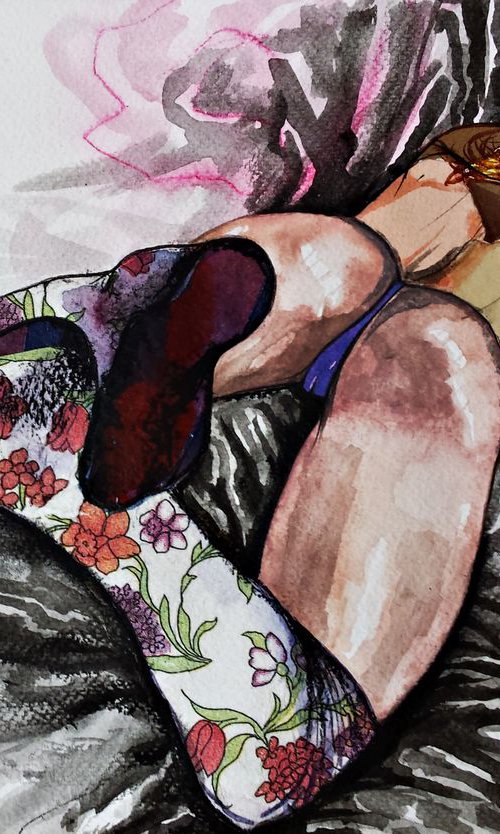 Girl with floral socks by Nevena Kostić