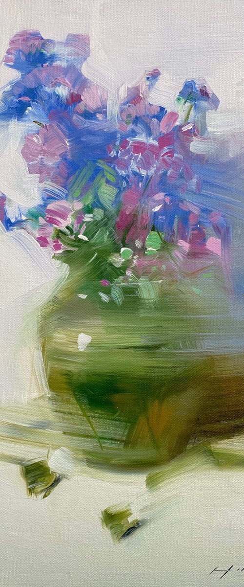 Vase of Flowers, Original oil painting, Handmade artwork, One of a kind by Vahe Yeremyan