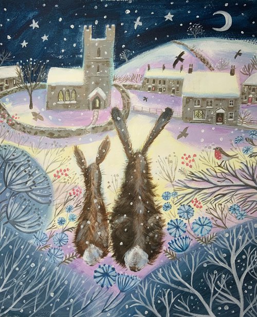 Winter Hares by Mary Stubberfield