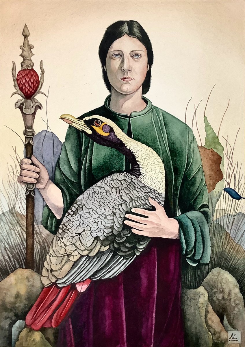 Surrealistic Portrait Watercolour By Lisa Lennon, 11 X 17", The Wanderer, Original Artwork