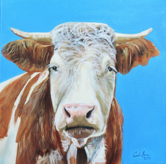 Cow portrait painting