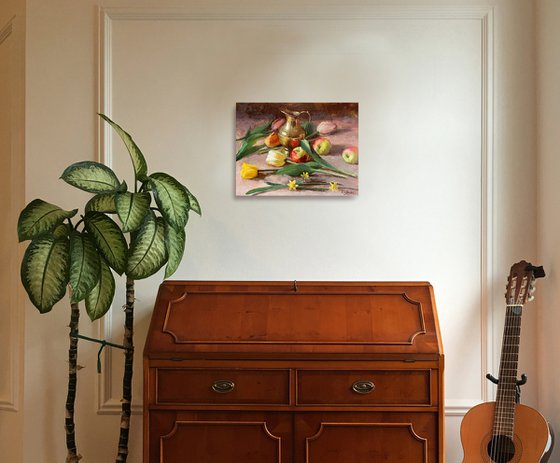 A Copper Vase with Still Life