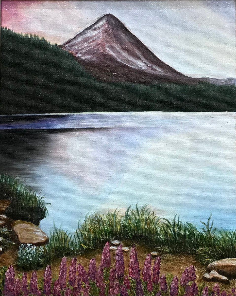 Original oil painting Purple mountain - 30x24 cm (2016) by Evgeniya Roslik